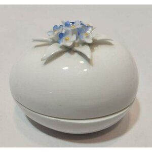Vtg Golden Crown E&R England Fine Bone China Handpainted Egg Shaped Trinket Box